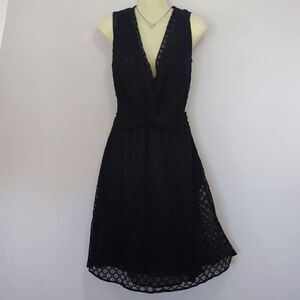 Love Moschino Dress Midi Black Embroidered  Fit & Flare NWT Sz U.S. 2